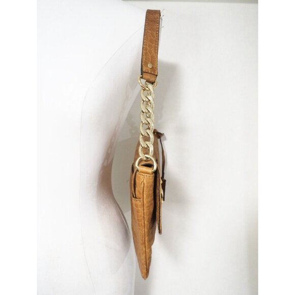 Michael Kors Caramel Brown Alligator Embossed Flap Bag Gold Lock & Chain Strap - Picture 4 of 12